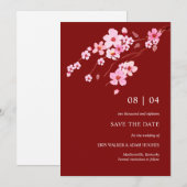 Save The Date Fleur de cerisier chinois moderne (Devant / Derrière)