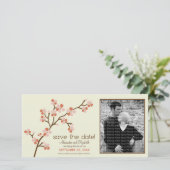 Save The Date Fleur de cerisier corail/ivoire Enregistrer la dat (Debout devant)