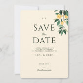 Save The Date Fleur de citron Arbre Floral Élégant Mariage minim (Devant)