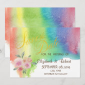 Save The Date Fleur de giclée d'aquarelle moderne Enregistrer la (Devant / Derrière)