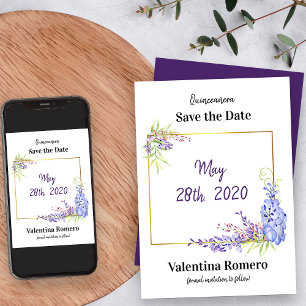 Save The Date Fleur de glycine à l'aquarelle violette lavande