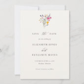 Save The Date Fleur de Grace Photo de mariage moderne aquarelle (Devant)