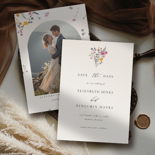 Save The Date Fleur de Grace Photo de mariage moderne aquarelle