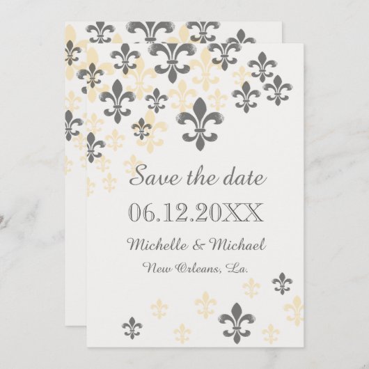 Save The Date Fleur de Lis Cascade Enregistrer la date (Devant / Derrière)