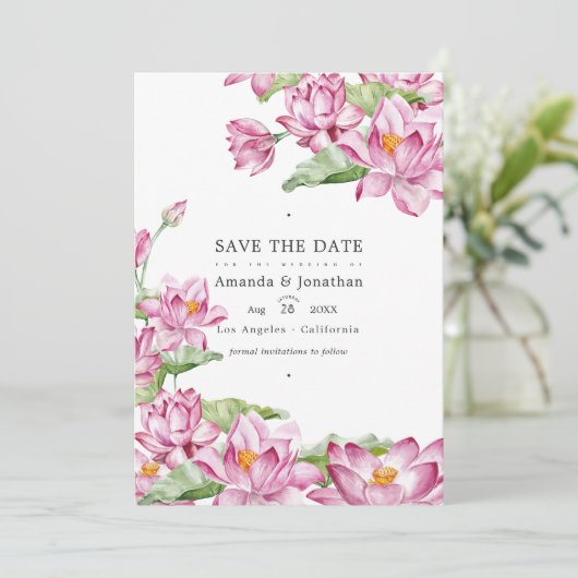 Save The Date Fleur de lotus Photo de mariage indien (Debout devant)