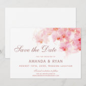 Save The Date Fleur de mariage floral aquarelle Orchidée orange (Devant / Derrière)