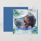 Save The Date Fleur de myosotis bleue, dates de sauvegarde (Devant / Derrière)