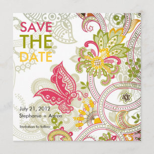 Save The Date Fleur de papillon rétro Enregistrer la date