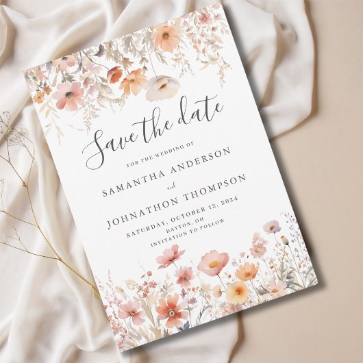 Save The Date Fleur de pêcher Fleur de mariage plat