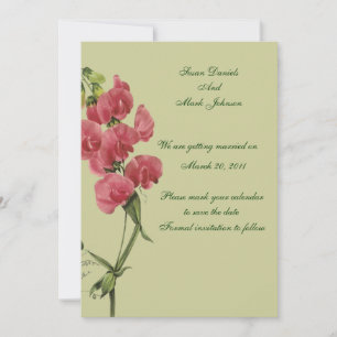 Save The Date Fleur de Pois de Senteur Rose Mariage Enregistrer