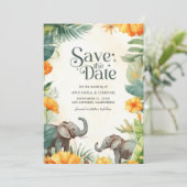 Save The Date Fleur de souci Feuille de palmier Élément sud-indi (Debout devant)