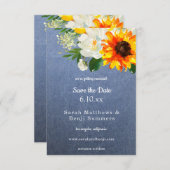Save The Date Fleur de tournesol et Rose blanche Floral & Jean (Devant / Derrière)