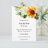 Save The Date Fleur de tournesol & Rose blanche Floral &blanc (Debout devant)