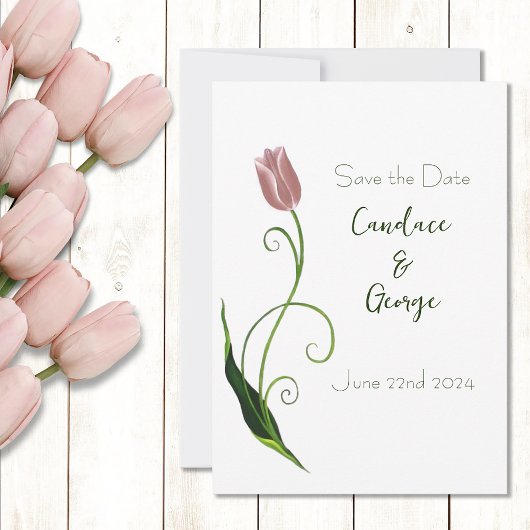 Save The Date Fleur de tulipe rose