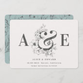 Save The Date Fleur dessinée à la main enregistrer la date (Devant / Derrière)