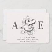 Save The Date Fleur dessinée à la main enregistrer la date (Devant)