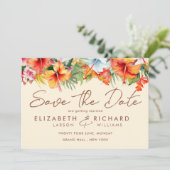Save The Date Fleur d'Hibiscus Élégante Fleurs Tropicales Mariag (Debout devant)