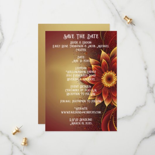 Save The Date Fleur éternelle Une célébration intemporelle de l' (Devant/Arrière en situation)
