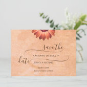 Save The Date Fleur Gerbera sur mariage abstrait pêche (Debout devant)