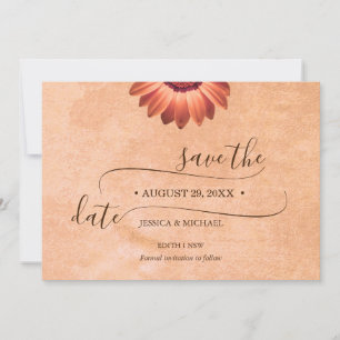 Save The Date Fleur Gerbera sur mariage abstrait pêche