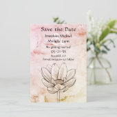 Save The Date Fleur Lotus simple | Mariage en marbre rose (Debout devant)