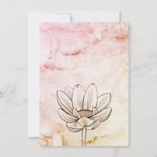 Save The Date Fleur Lotus simple | Mariage en marbre rose (Dos)