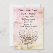 Save The Date Fleur Lotus simple | Mariage en marbre rose (Devant)