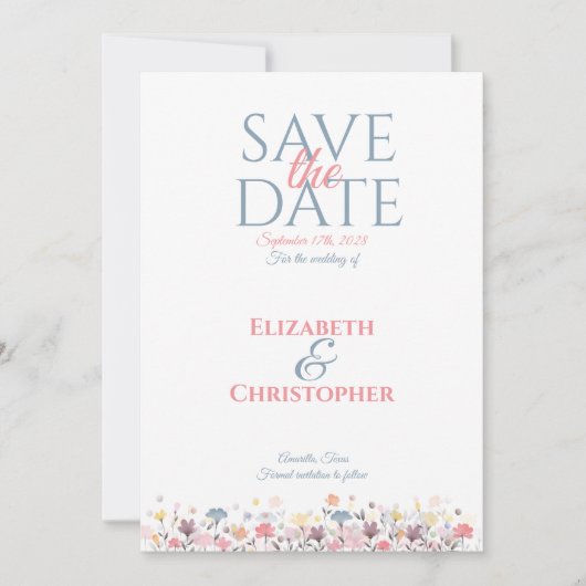 Save The Date Fleur minimaliste aquarelle  (Devant)