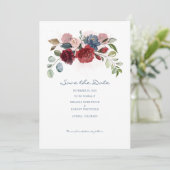 Save The Date Fleur moderne de Bourgogne aquarelle rustique (Debout devant)