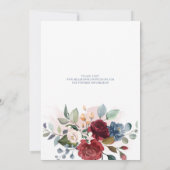 Save The Date Fleur moderne de Bourgogne aquarelle rustique (Dos)