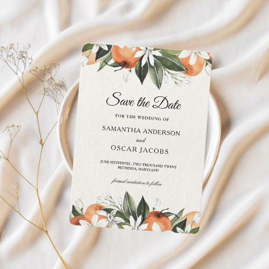 Save The Date Fleur orange aquarelle moderne