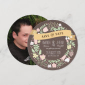 Save The Date Fleur Pastel Bohème Rustique Enregistrer la Date d (Devant / Derrière)