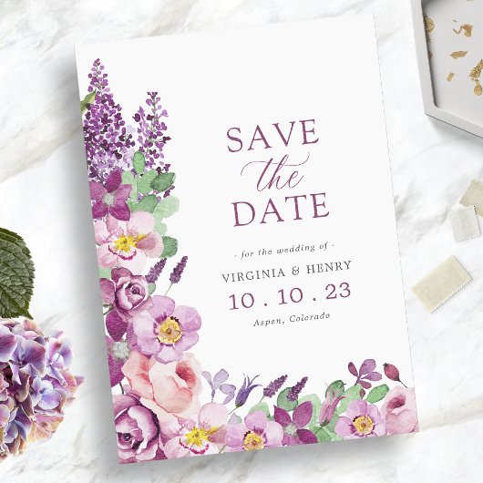 Save The Date Fleur pourpre