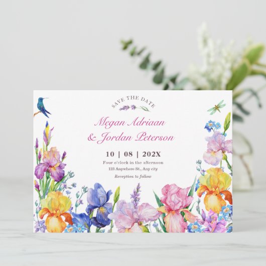 Save The Date Fleur pourpre du jardin (Debout devant)