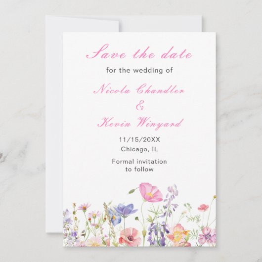 Save The Date Fleur printanière de fleurs sauvages (Devant)