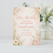 Save The Date Fleur Romantique Douce (Debout devant)