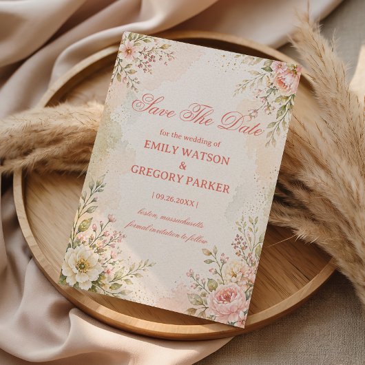 Save The Date Fleur Romantique Douce