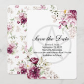 Save The Date Fleur Romantique Pentacle de Paeonie Florale (Devant / Derrière)