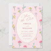 Save The Date Fleur rose (Devant)