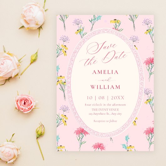 Save The Date Fleur rose