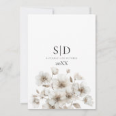 Save The Date Fleur Rustique Blanche Élégant Mariage (Dos)