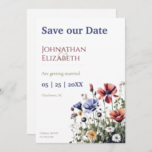 Save The Date Fleur sauvage (Devant / Derrière)