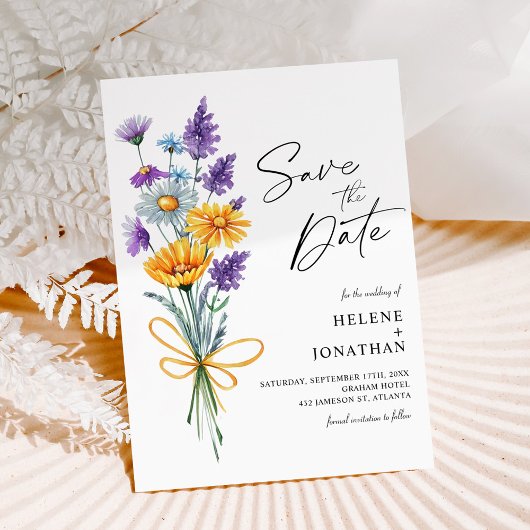 Save The Date Fleur sauvage Aquarelle Boho Garden Mariage élégan