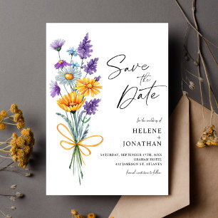 Save The Date Fleur sauvage Aquarelle Boho Garden Mariage élégan