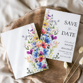 Save The Date Fleur sauvage Aquarelle Jardin Mariage élégant