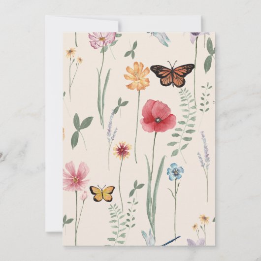 Save The Date Fleur sauvage bleu simple papillon Mariage floral (Dos)