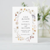Save The Date Fleur sauvage Boho Chic moderne Whimsical Floral (Debout devant)