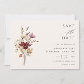 Save The Date Fleur sauvage Boho Elegant Mariage de automne (Devant)
