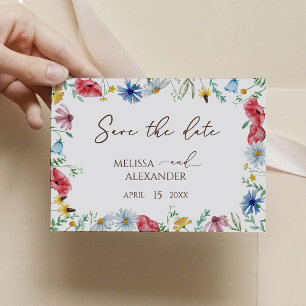 Save The Date Fleur sauvage boho Garden Horizontal Enregistrer l
