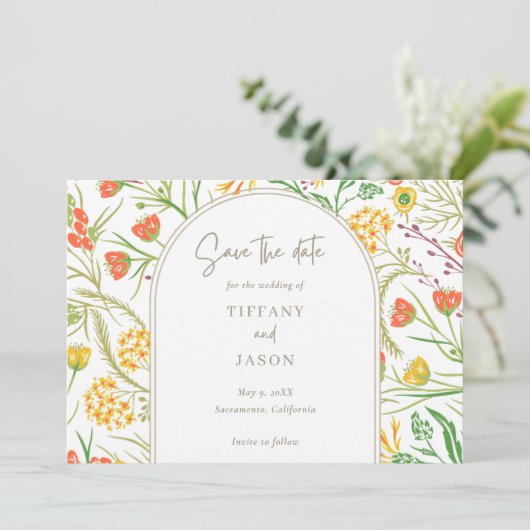 Save The Date Fleur sauvage Boho Mariage (Debout devant)